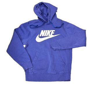 Nike‎ Hoodie Womens Size XS Logo Blue Pullover Spellout Activewear Outdoor FLAWS